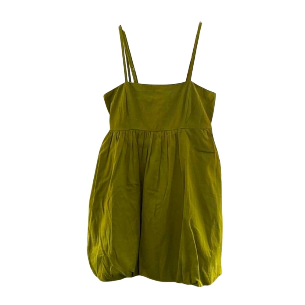 Girl Soul Bubble Hem Mini Dress Womens M Green Smocked Strappy Y2K Fairycore